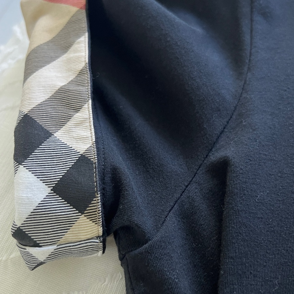 Burberry Black Top with Patterned Sleeves